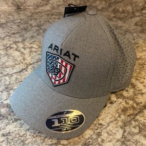 Ariat 110 FlexFit Tech Hat men’s one size gray USA flag SnapBack Yupoong western